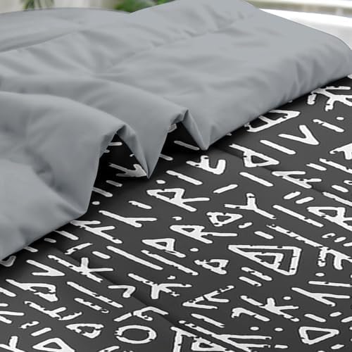 Pamnest Queen Comforter Set with Sheets, 7 Pieces Gothic Viking Bedding