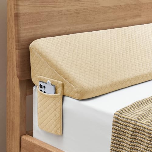 Homemate Full Size（54"x10"x6"） Bed Wedge Pillow for Headboard - Upgraded Bed Gap Filler Full Between Mattress and Headboard - Pillow Wedge for headboard Gap - Khaki
