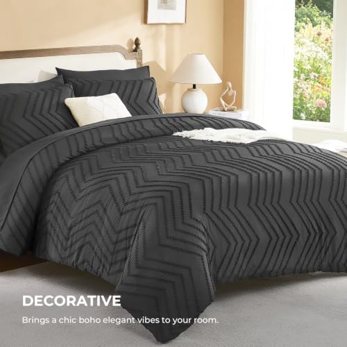 Litanika Super King Comforter Set with Sheets, 7 Pieces Boho Bed Set