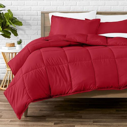 Bare Home Comforter Set - 1800 Ultra Soft (Oversized Queen, Red)