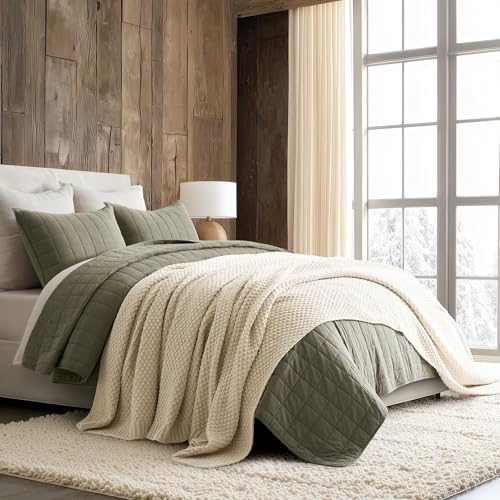 EVERGRACEHOME Chunky Chenille Knit Throw Blanket, 90 x 90, Beige