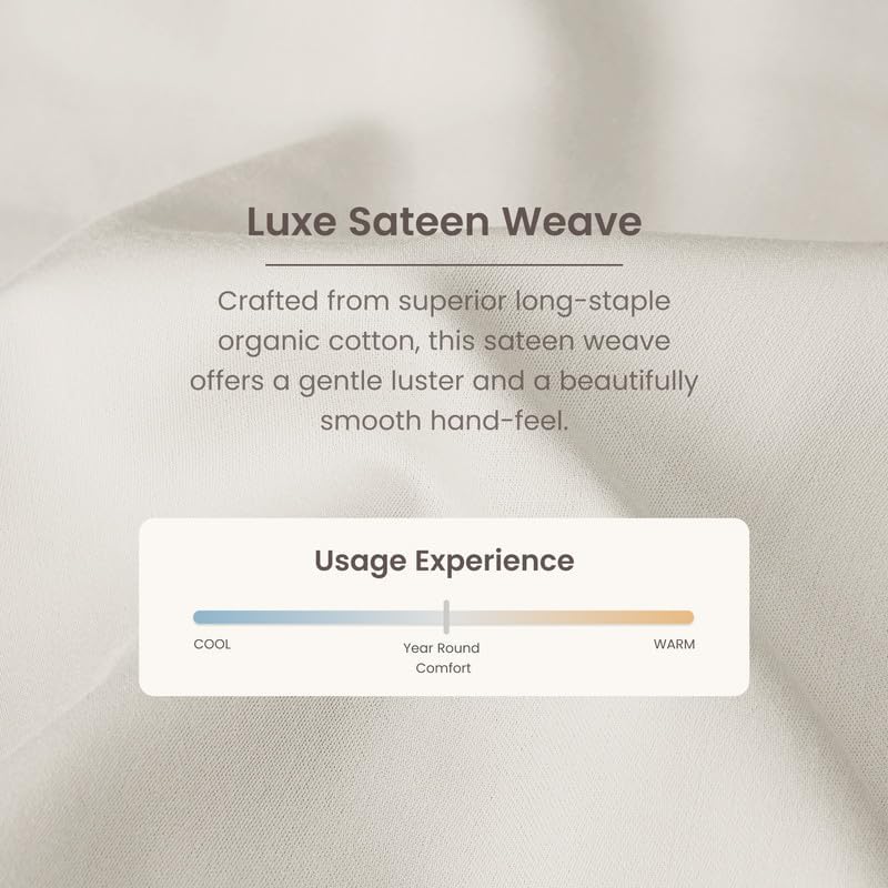 Bioweaves 100% Organic Cotton 1 King Size Fitted Sheet Only | 300 Thread Count Sateen Weave GOTS Certified with Deep Pocket - Cream