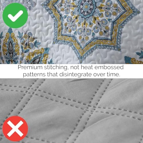 Twin Daybed Cover Set, Quilted 6-Piece Bedding with Shams, Infinity Aqua
