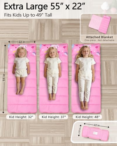 Primlect Toddler Nap Mat with Pillow, Roll Up Extra Large Sleeping Bag