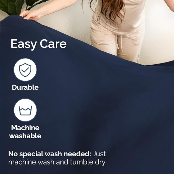 Split California King Bed Sheet Set - 5 Piece Split Cal King Size Sheets - Ultra-Soft, Breathable & Cooling - Comfy, Wrinkle & Fade Resistant - Fits 8" to 16" Inch Mattress w/ Deep Pockets - Navy Blue