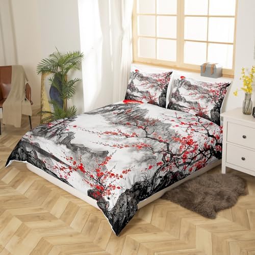 Feelyou Cherry Blossoms Duvet Cover Queen Size Boys Girls Teens