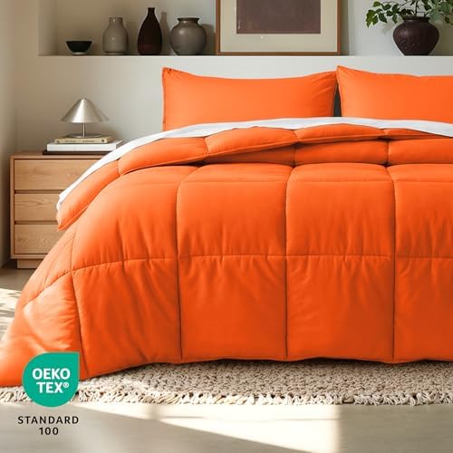 Bare Home Queen Comforter Set - 1800 Ultra Soft (Queen, Orange)