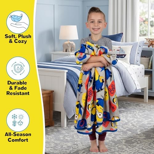 Franco Kids Bedding Super Soft Plush Throw Blanket, Minions The Rise of Gru, 46 in x 60 in (Pack of 6)