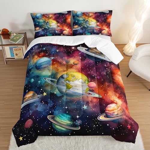 Solar System Bedding Twin Comforter Set with 2 Pillowcases.