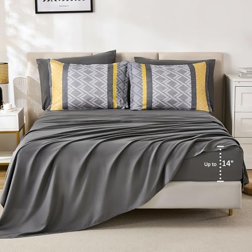 Cottolester Queen Comforter Set 7 Pieces,Boho Striped Bed in a Bag