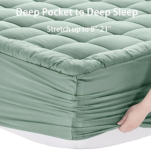 EASELAND King Size Mattress Pad Pillow Top Mattress Topper Cotton Top