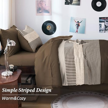 Cottolester Twin Size Comforter Dark Brown Striped Comforters for Kids