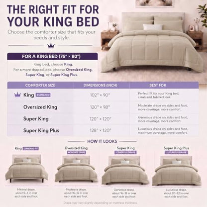 CozyLux King Size Comforter Set Wheat - 7 Pieces Bed in a Bag