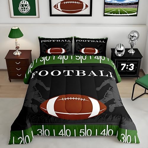 Feelyou Football Bedding Set Rugby Sports Comforter Soccer Ball Game Comforter Set for Kids Adults American Football Player Duvet Set Ultra Soft Room Decor Twin Size Quilt Set