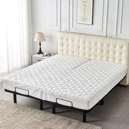 Kingnex Waterproof Split Top King Mattress Protector Pad for Adjustable Bed
