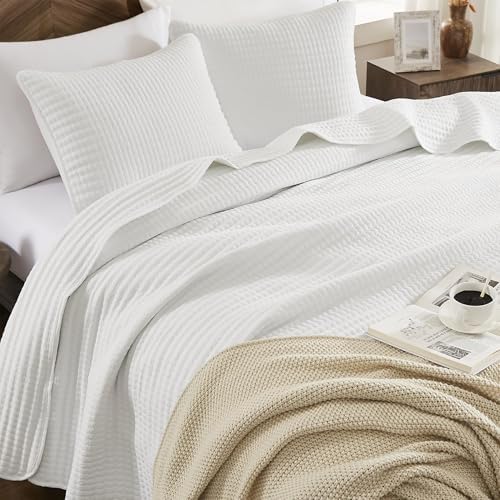 Oversized King Quilt-White Lightweight Bedspreads Quilt Bedding Set
