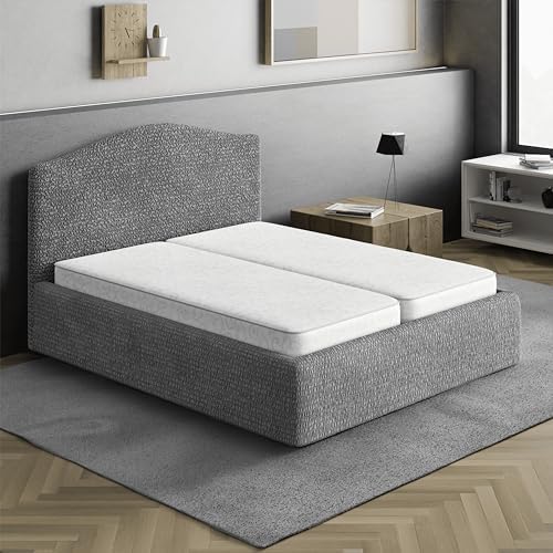 PAULATO BY GA.I.CO. Stretch Headboard and Frame Slipcover – Soft Bi-Elastic 1-Piece Bedframe Cover – Furniture Protector Machine Washable – Dark Grey (Full/Queen 55"-71" Wide)