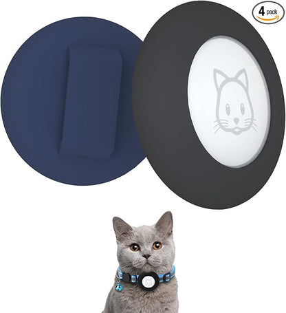 2022 Airtag Cat Collar Holder, Small Air Tag Compatible With Apple Airtag GPS Tracker, 2Pack Waterproof Case Cover for Dog Pet Collar Within 3/8 Inch (Black&Blue)