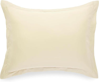 Amazon Basics Lightweight Microfiber 3-Piece Duvet Cover Set with Zipper Closure, Full/Queen, Beige, Solid