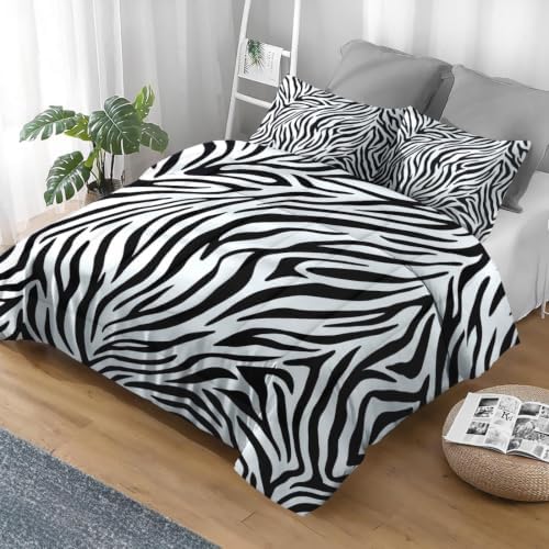 Pamnest Queen Comforter Set, 3 Pieces Zebra Animal Bedding, All Season