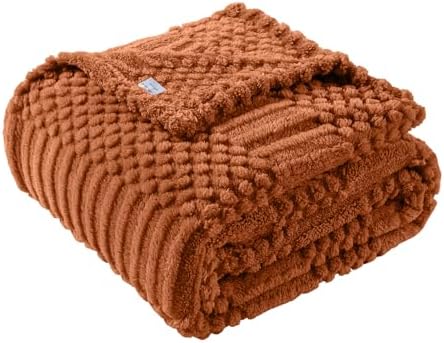 Rust Throw Blanket - Soft & Fluffy Fleece, Cute & Aesthetic, Perfect for Sofa, Couch, Chair, Bed, Living Room & Bedroom, All-Season Use, Plush & Cozy Decorative Blanket