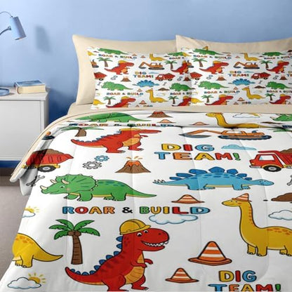 Nesker Full Comforter Set for Boys, 7 Pieces Dinosaur Bedding for Kids