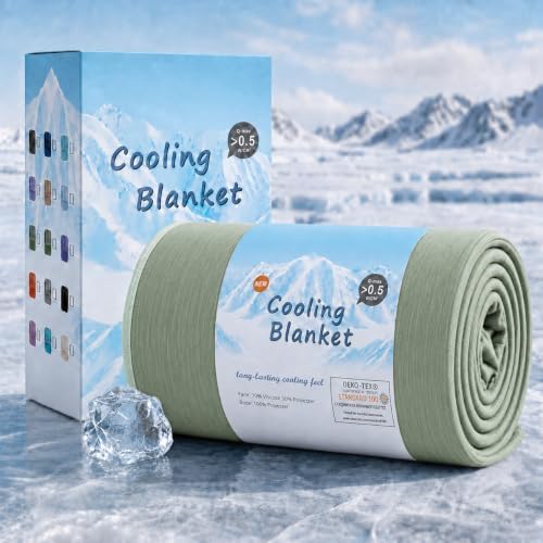 TOPCEE Cooling Blanket(60"x90"Twin Size)for Night Sweats Absorbs Heat to Keep Adults, Children Cool on Warm Nights, Q-Max 0.5 Cooling blankets for Hot Sleepers, Ultra-Cool Lightweight Blanket for Bed