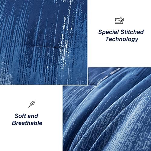 Ombre Blue Comforter Set Queen Size Reversible Gradient Blue Grey Boho Bedding Set for Men Women 8 Pieces Bed in A Bag Bohemian Bed Set With Comforter, Sheets, Pillowcases & Shams, Cushion Cover