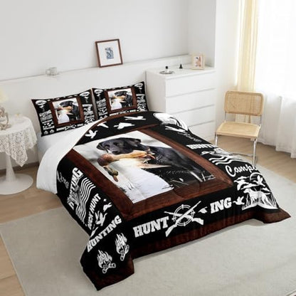 Feelyou Duck Hunting Comforter Hunting and Fishing Bedding Set for Kids Boys Girls Dog Hunter Comforter Set Wild Animal Inner Fill Duvet Set 1 Comforter Set with 2 Pillowcases Queen Size