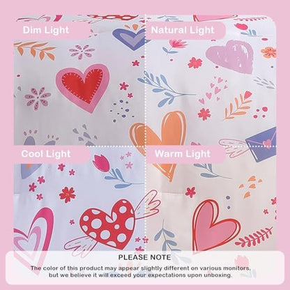 Girls Twin Bedding Set - 5 Pieces Heart Pattern Twin Comforter Set for Kids