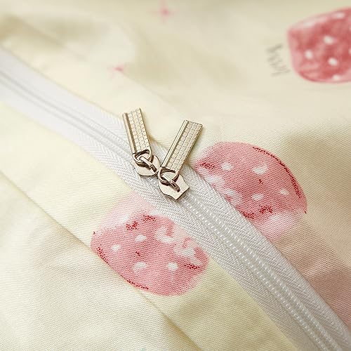 VM VOUGEMARKET Kids Duvet Cover Set Twin XL Kawaii Strawberry Duvet Cover with 2 Pillowcases 100% Cotton Fruit Comforter Cover with Zipper for Teen Girls Room Decor-68x90 Inch