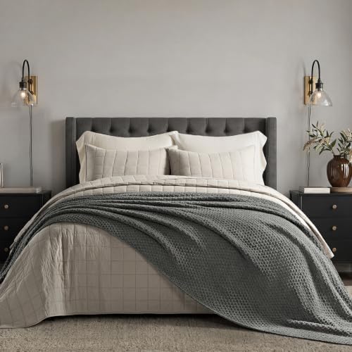EVERGRACEHOME Chunky Chenille Knit Throw Blanket, 90 x 90, Charcoal Gray