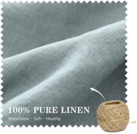 Simple&Opulence 100% Linen Lumbar Pillow Cover 12 x 20 Inches Set of 2 Rectangular Decorative Throw Cushion Cover for Couch Sofa Bed Living Room Office Soft Breathable Farmhouse - Dusty Blue