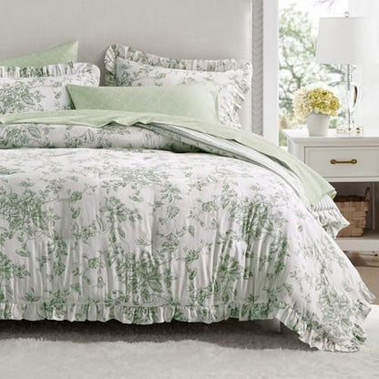 Madison Park Essentials Green Floral Comforter Set with Sheets Full,7pc