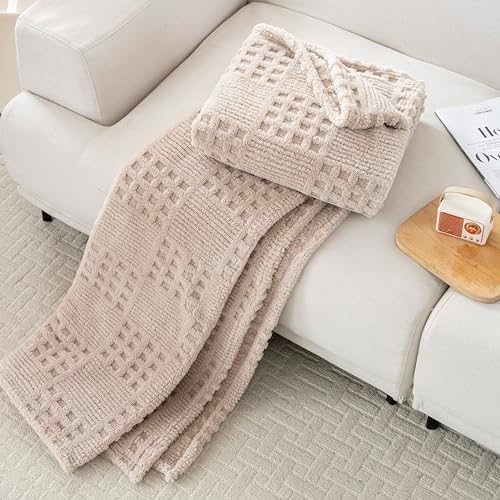 90x104 Inch Brown Waffle Queen Blanket - Soft & Fluffy Fleece, Neutral Tan Color, Cute & Aesthetic, Perfect for Sofa, Couch, Bed, Living Room & Bedroom, All-Season Use, Plush & Cozy Decorative Blanket