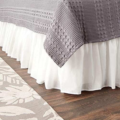 Lightweight Voile Dust Ruffle, White, Queen 15-inch L