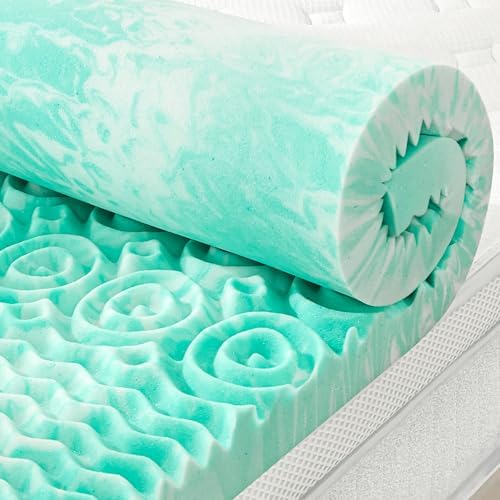 SINWEEK Mattress Topper 5-Zone Memory Foam Mattress Topper Pressure Relieve Soft Mattress Pad, CertiPUR-US Certified, 1.5 Inch King Size, Green