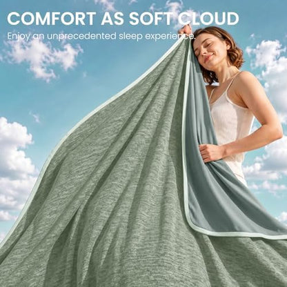 TOPCEE Cooling Blanket(60"x90"Twin Size)for Night Sweats Absorbs Heat to Keep Adults, Children Cool on Warm Nights, Q-Max 0.5 Cooling blankets for Hot Sleepers, Ultra-Cool Lightweight Blanket for Bed