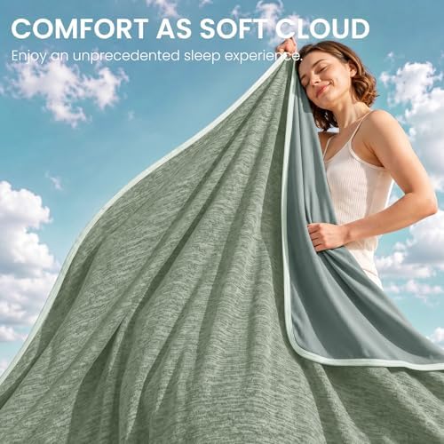 Topcee Cooling Blanket(90"x108"King Size) for Night Sweats Absorbs Heat to Keep Adults Cool on Warm Nights, Q-Max 0.5 Cooling Blankets for Hot Sleepers, Ultra-Cool Lightweight Blanket for Bed