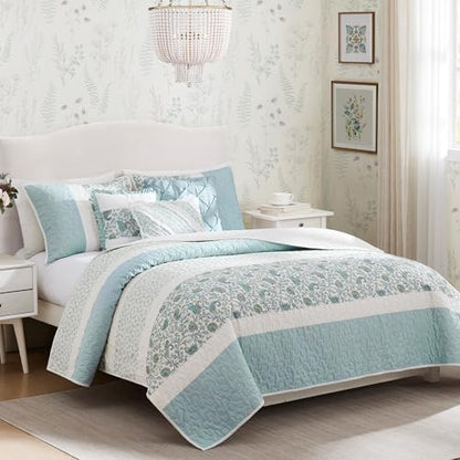 Madison Park Shabby Chic Cotton Quilt Set, 6PC Full/Queen Coverlet