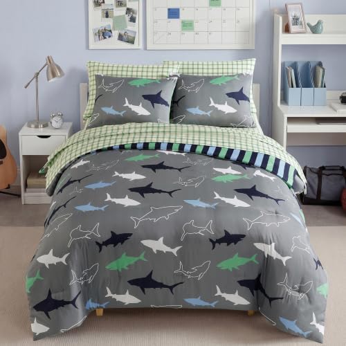 Twin Comforter Set for Boys - 5 Pieces Shark Twin Bedding Sets for Kids