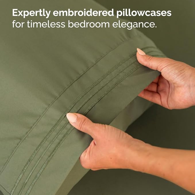 Bulk Case Pack of 10 Sheet Sets - (10) Complete Split King Size Sheet Sets with Deep Pockets - Wholesale Bulk Bedding for Hotels, Spas & Airbnbs - Breathable & Wrinkle Free - (Split King, Sage Green)