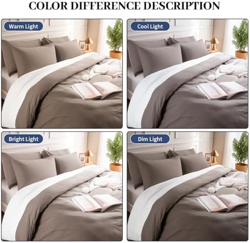 NEXHOME PRO 100% Washed Cotton Duvet Cover King Size, Ogranic Natural Linen Feel Breathable Bedding Set with Zipper Closure, 3 Pieces Duvet Cover Set Chocolate (No Comfortert) 10490