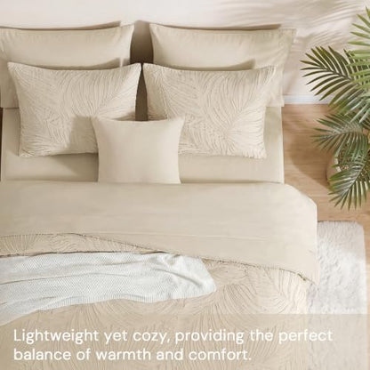 King Size Comforter Set-7 Pieces Beige Bed in a Bag King Bedding Set