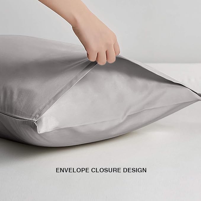 FLXXIE Pillow Cases Standard Size, Soft Microfiber Pillow Covers with Envelope Closure, Wrinkle, Stain Resistant Pillowcases, 2 Piece Set, 20x26, Smoky Grey