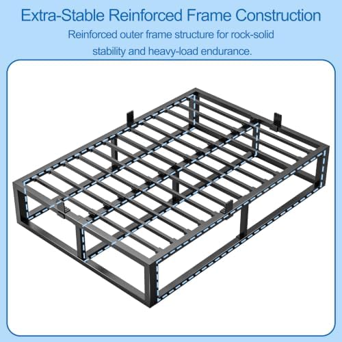 Bilily 6 Inch Queen Bed Frame with Steel Slat Support,Low Profile Queen Metal Platform Bed Frame Mattress Foundation,Heavy Duty,No Box Spring Needed,Easy Assembly,Noise Free