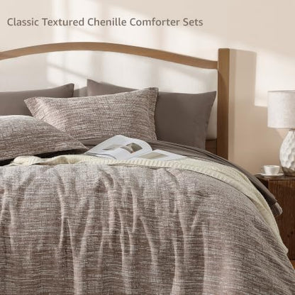 MaiRêve Queen Comforter Set Chenille Textured 7 Pieces Bed in a Bag