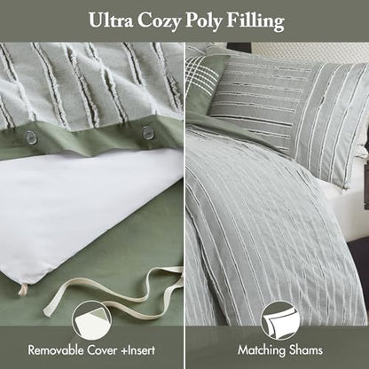 Madison Park Farmhouse King Cotton Comforter Set with Removable Cover, 9pc