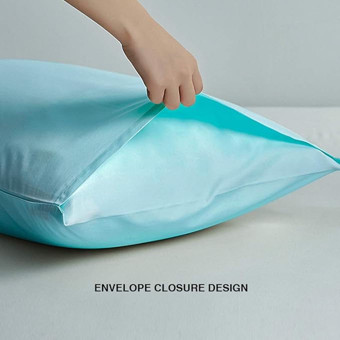 FLXXIE Pillow Cases Queen, Soft Microfiber Pillow Covers with Envelope Closure, Wrinkle Resistant Pillowcases, 2 Piece Set, 20x30, Aqua