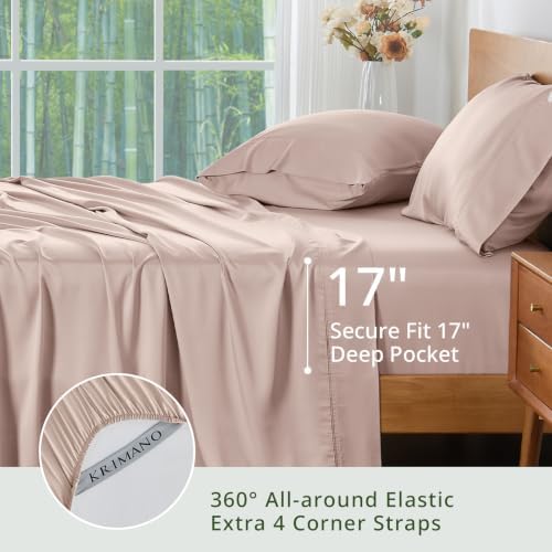 Bamboo Viscose Sheet Set King Size, Cooling Sheets Bed Set 4pcs